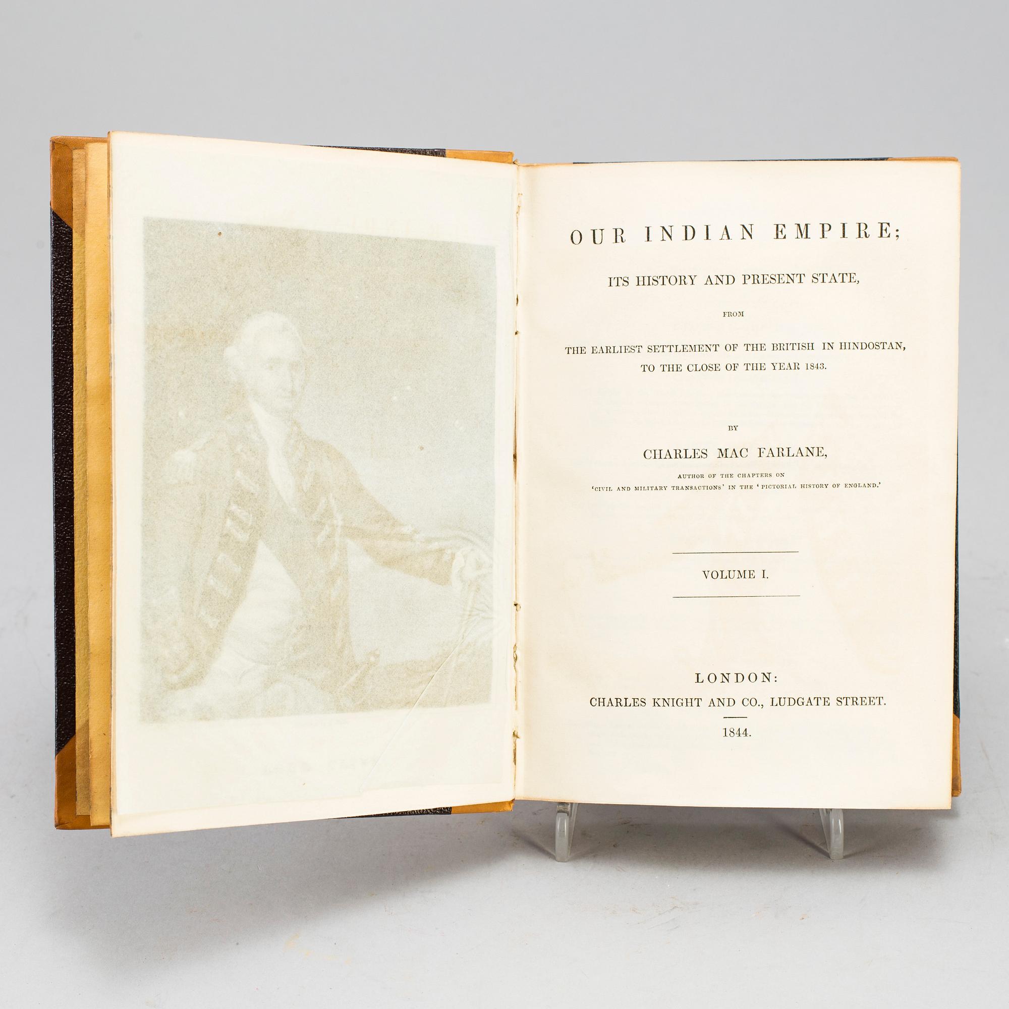 BOOK, 2+1 volumes, about India, among others, Mac Farlane "Indian Empire" part 1+2, 1844.