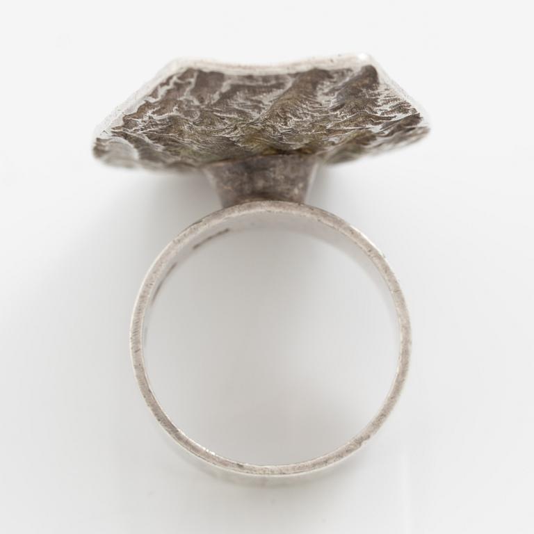 Ring and bracelet, silver, Waldemar Jonsson, blue for Stigbert.