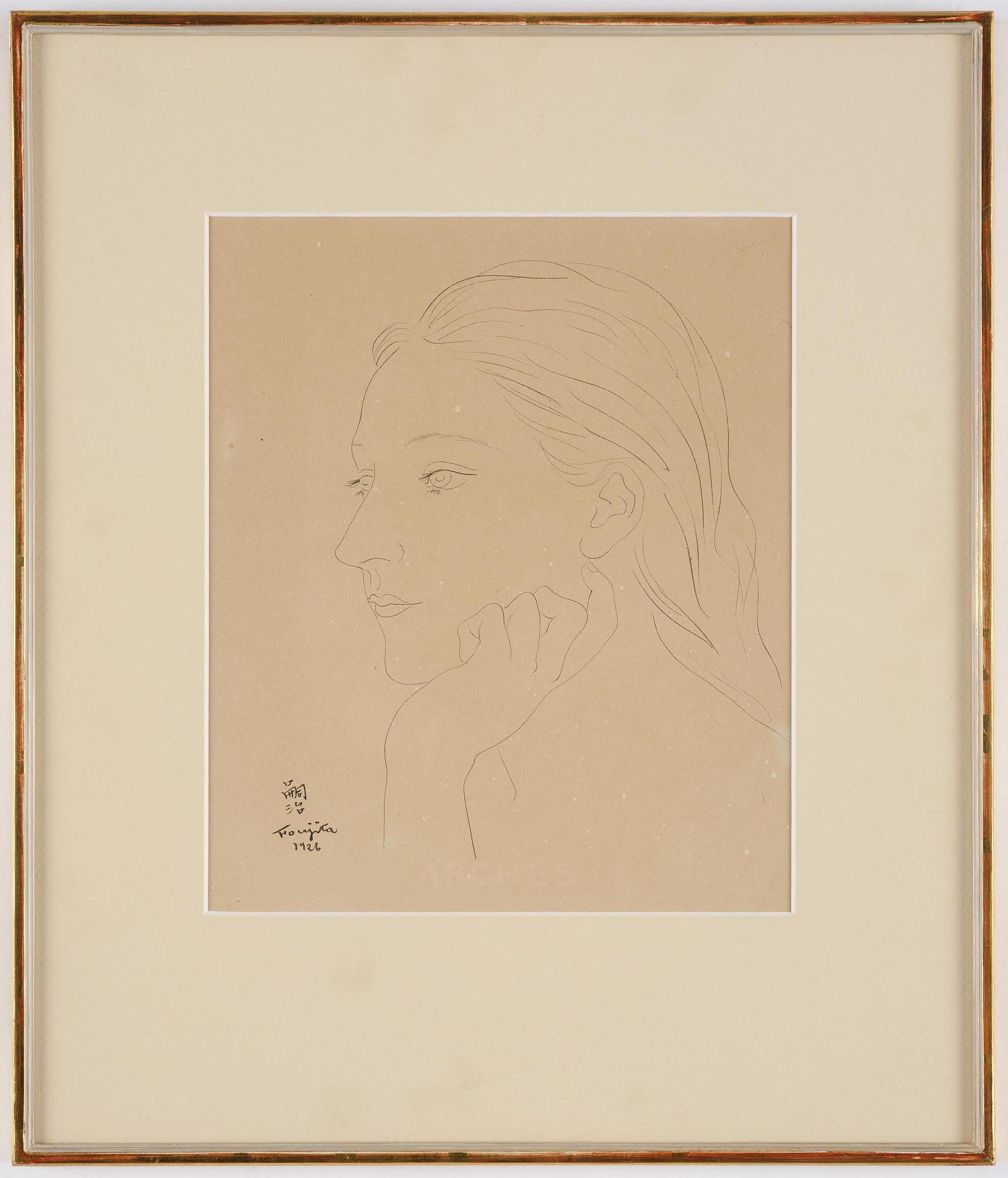 Tsuguharu Foujita, Young woman in profile (Tête de femme de profil).