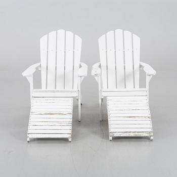 TRÄDGÅRDSSTOLAR / DÄCKSSTOLAR, med fotpall, Adirondak modell, ett par, samtida.