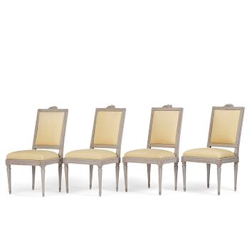 69. A set of four Gustavian chairs, Stockholm, late 18th century.