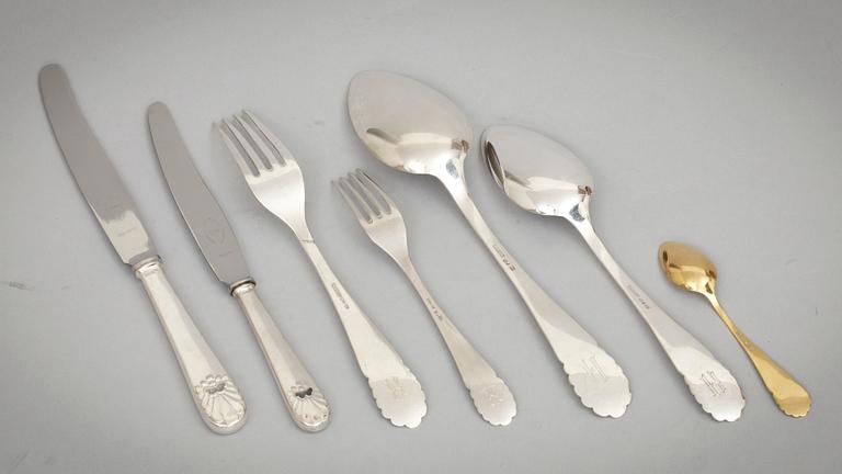 BESTICK, uppsättning, 84 delar, silver, MGAB, Uppsala 1950-tal. Tot vikt c:a 2900 g (inkl knivblad).