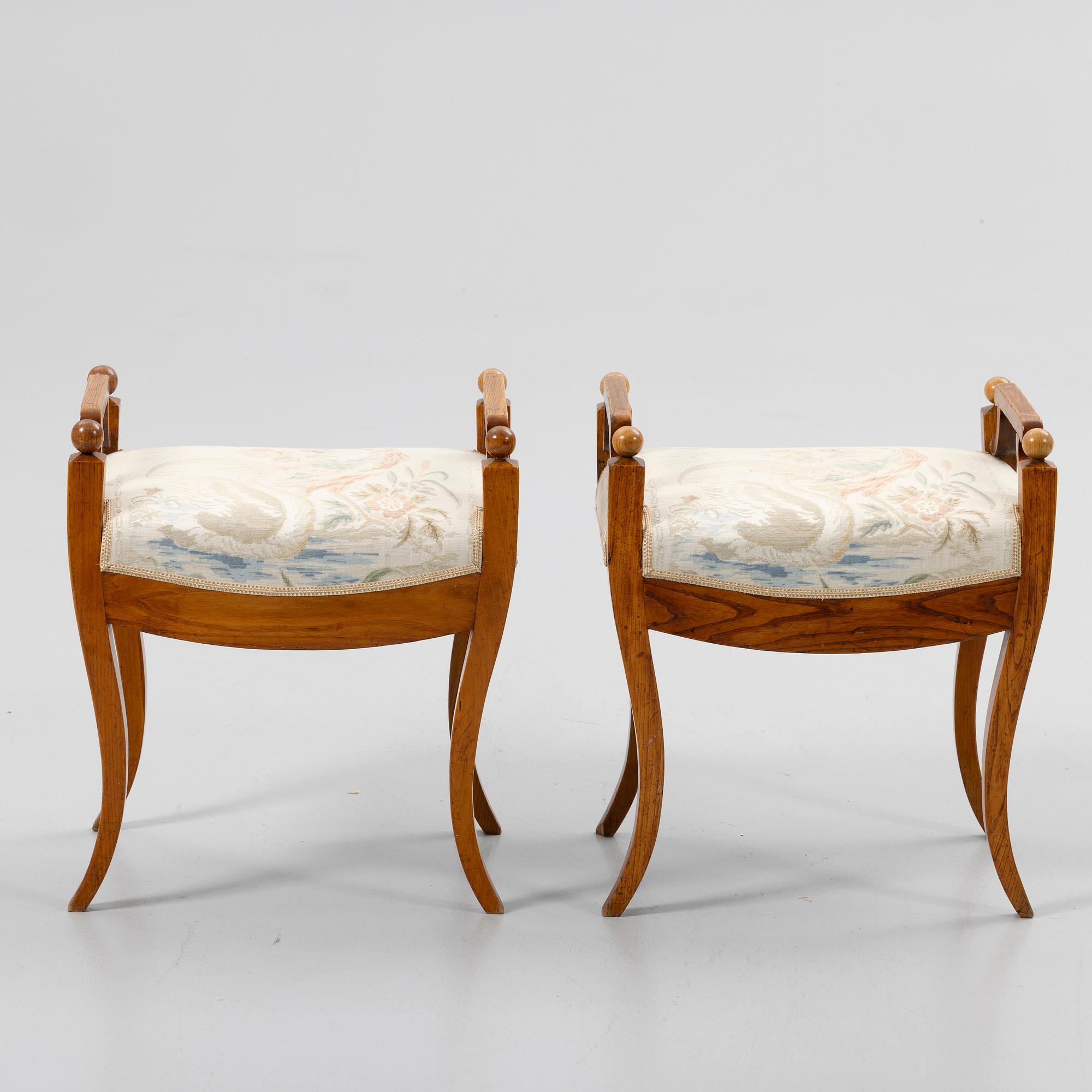 A pair of Karl Johan stools, 19th century.