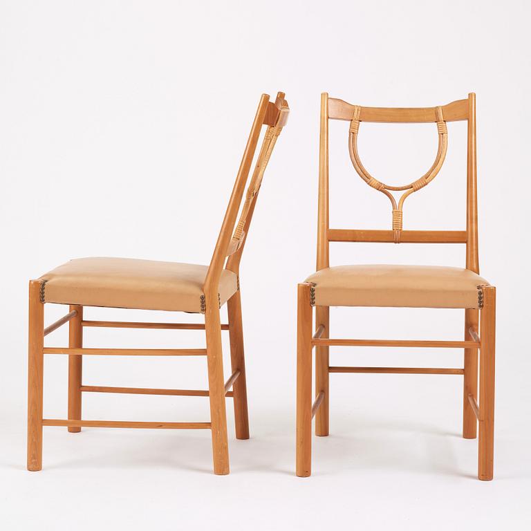 Josef Frank, a set of four cherry wood chairs, Svenskt Tenn, Sweden 1950s-1960s, model 2238.