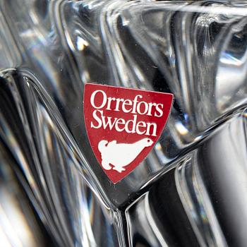 ERIKA LAGERBIELKE, a glass 'Zodiak' vase and two bowls from Orrefors.