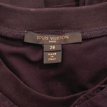 LOUIS VUITTON, a burgundy red monogrammed blouse, size 38.