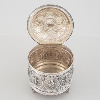 A silver bowl with lid, from possibly India/ Sri Lanka, 20th century.