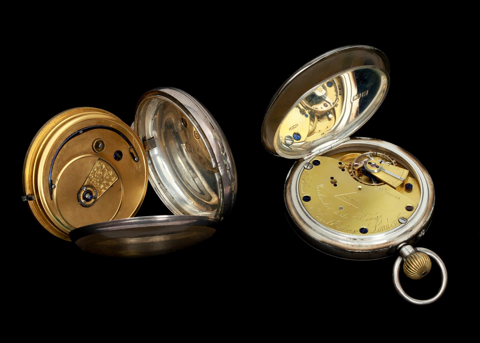 HERRFICKUR, 2 st, silver, England, omkring år 1900.