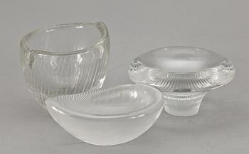 SKÅLAR, 3 st, glas, Tapio Wirkkala, Iittala, sign.