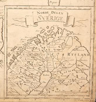 Georg Biurman, map of Sweden and Finland, hand colored copper engraving, Stockholm 1790.