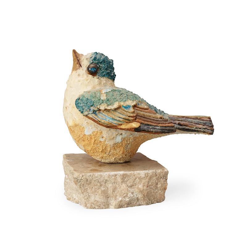 A Tyra Lundgren stoneware figure of a bird.