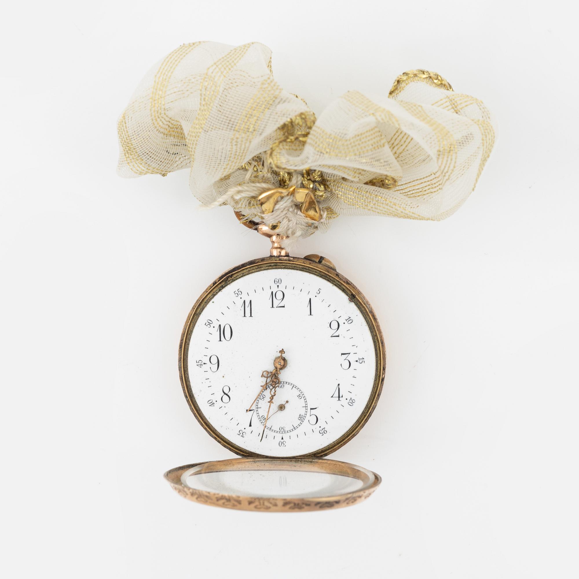 Watch stand and pocket watch, 19th Century.
