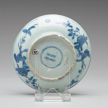 A set of 10 (9+1) blue and white dishes, Ming dynasty, Tianqi/Chongzhen.