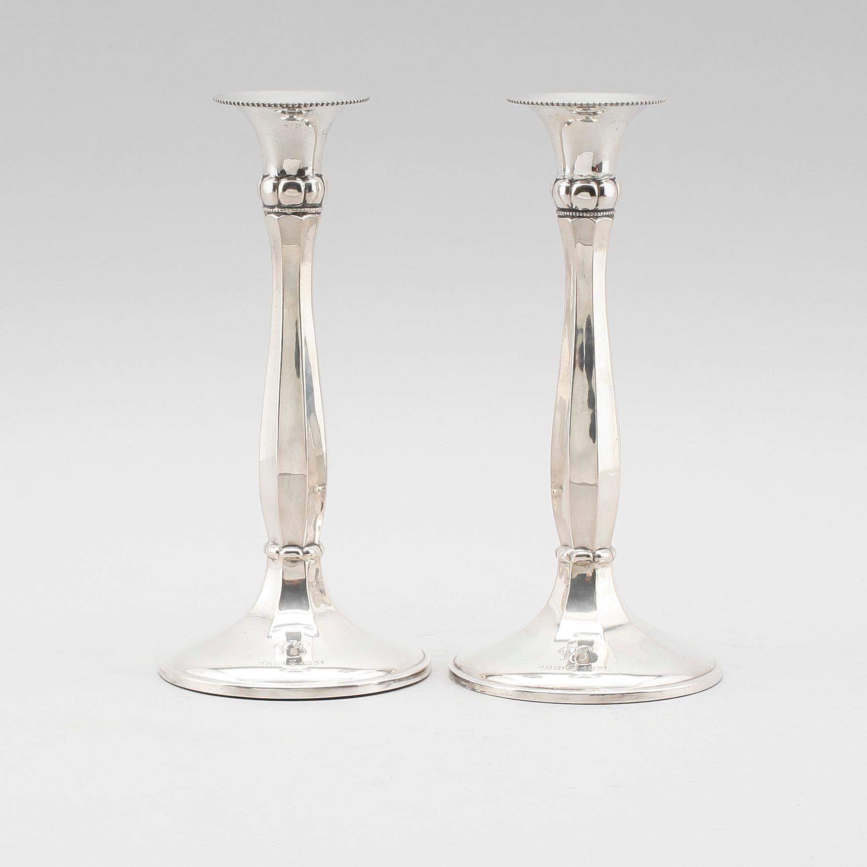 LJUSSTAKAR, 1 par, silver, Kultakeskus Oy, Tavastehus 1930, Finland.