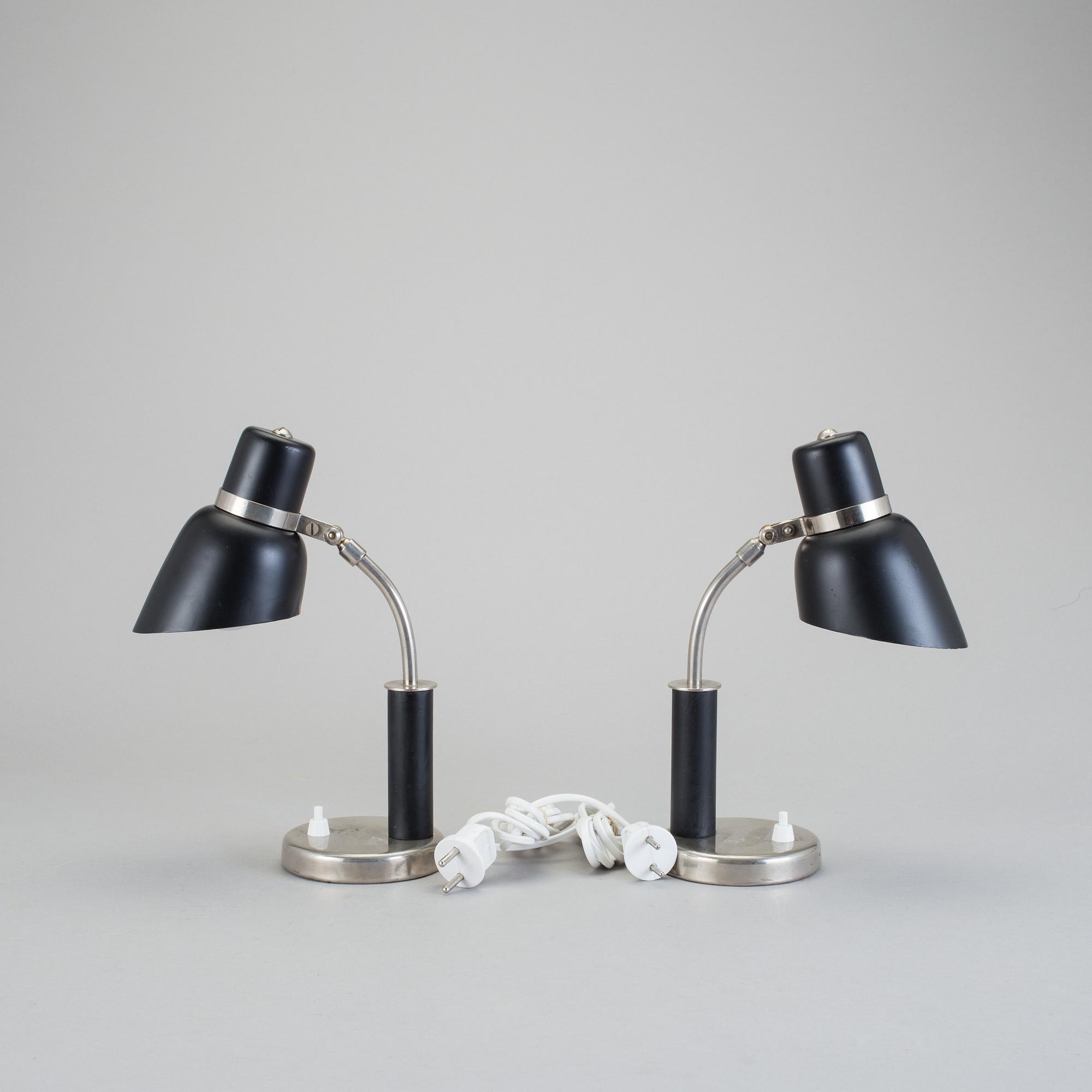 BORDSLAMPOR, ett par,  funkis, 1930-40-tal.