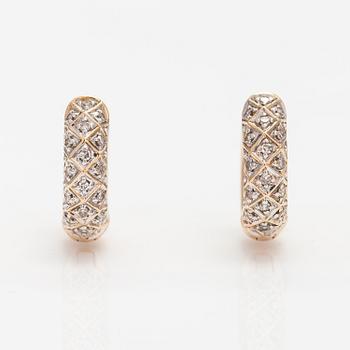 KORVAKORUPARI, 14K kultaa, timantteja n. 0.08 ct yht.