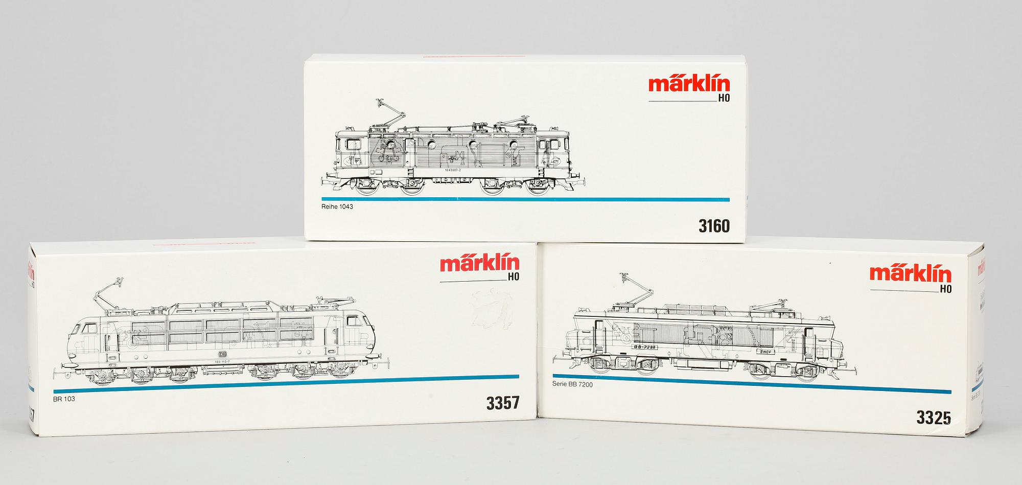 PARTI LOK, 3 st, Märklin H0 3160, 3325 samt 3357, 1900-talets andra hälft.