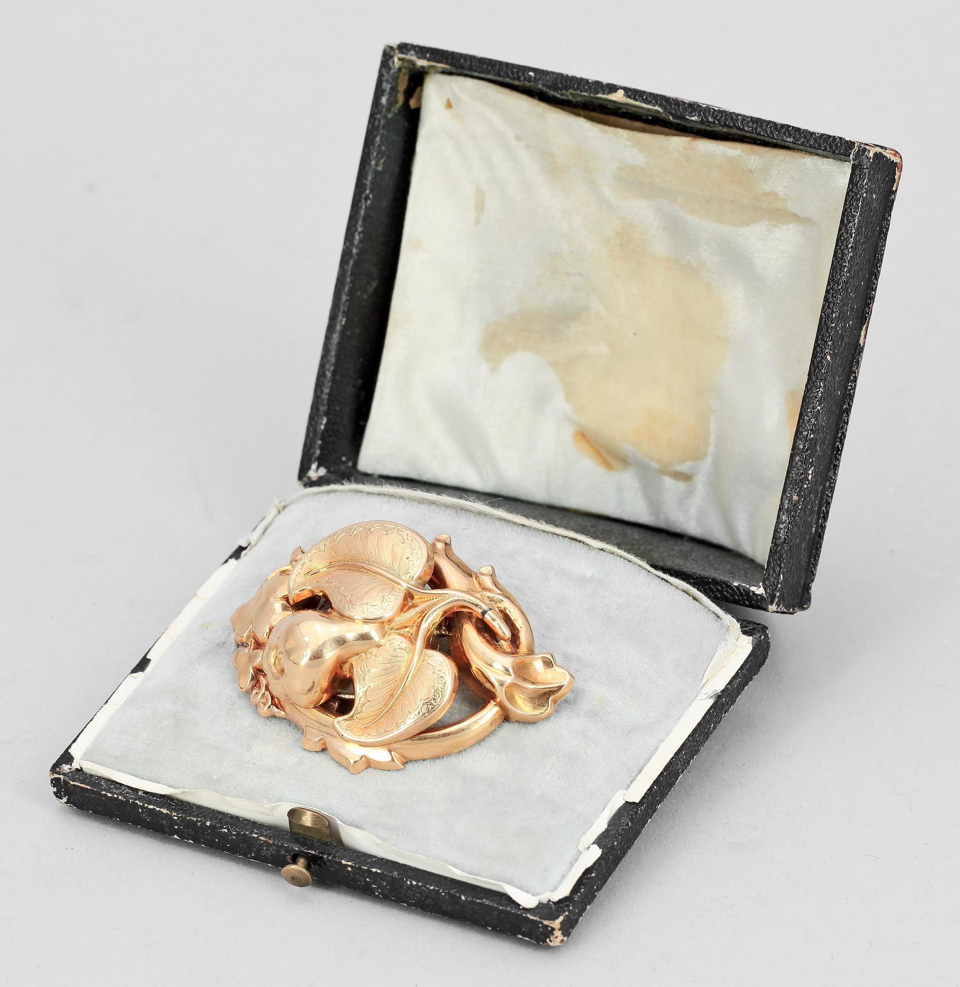 BROSCH, 18k guld, Emanuel Forssman, Växjö (1847-1879/97. Vikt ca12g.