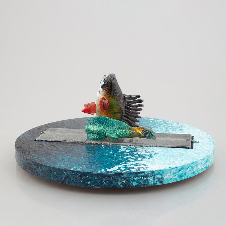 Kjell Engman, a unique glass sculpture, "Friends at sea", Kosta Boda, Sweden.