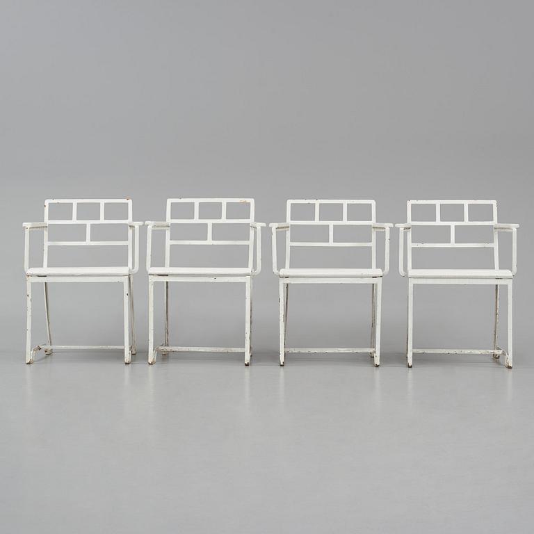 Carl Hörvik, a set of four garden chairs, possibly produced by Thulins vagnfabrik, Skillingaryd, Sweden.