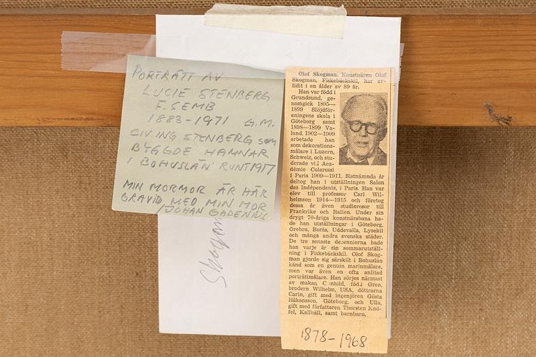 Olof (Olle) Skogman, Porträtt av Lucie Stenberg (född Semb) (1883-1971).