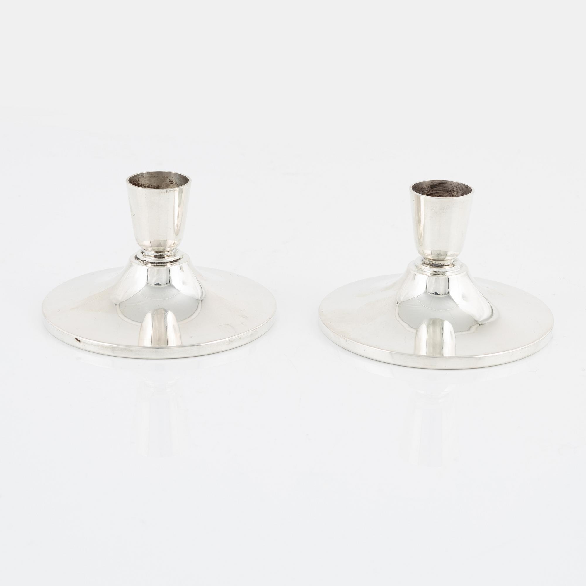 Atelier Borgila, a pair of sterling silver candlesticks, Stockholm 1963.