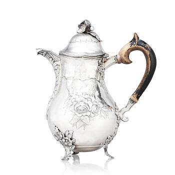 839. A Swedish 18th century silver coffee-pot, marks of Olof Löfvander the elder, Luleå 1773.