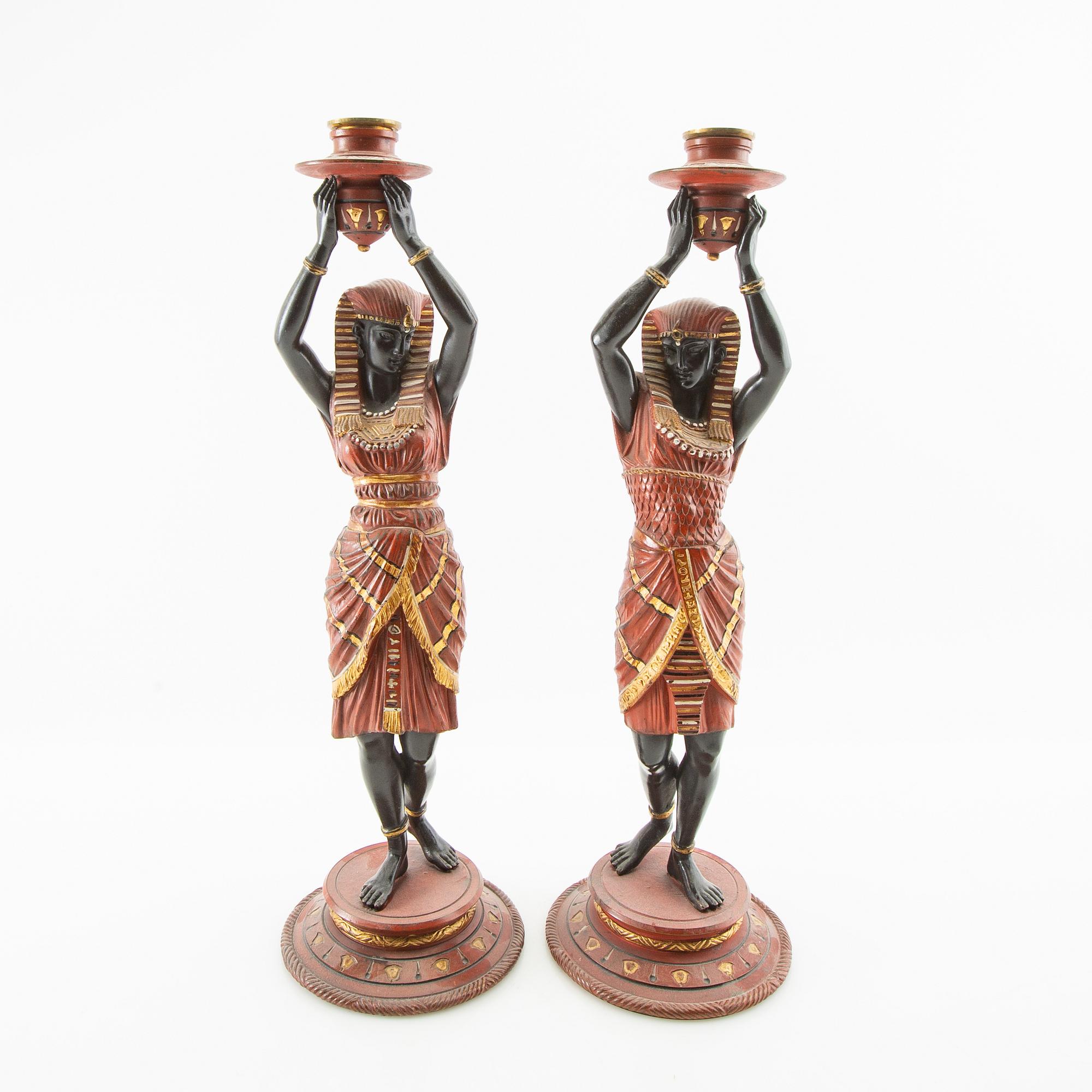 Candelsticks, a pair, circa 1900, marked Blackamoor.