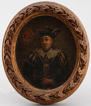 MINIATYRMÅLNINGAR, 4 st, olja på pannå, sannolikt Tyskland, 1600-tal.