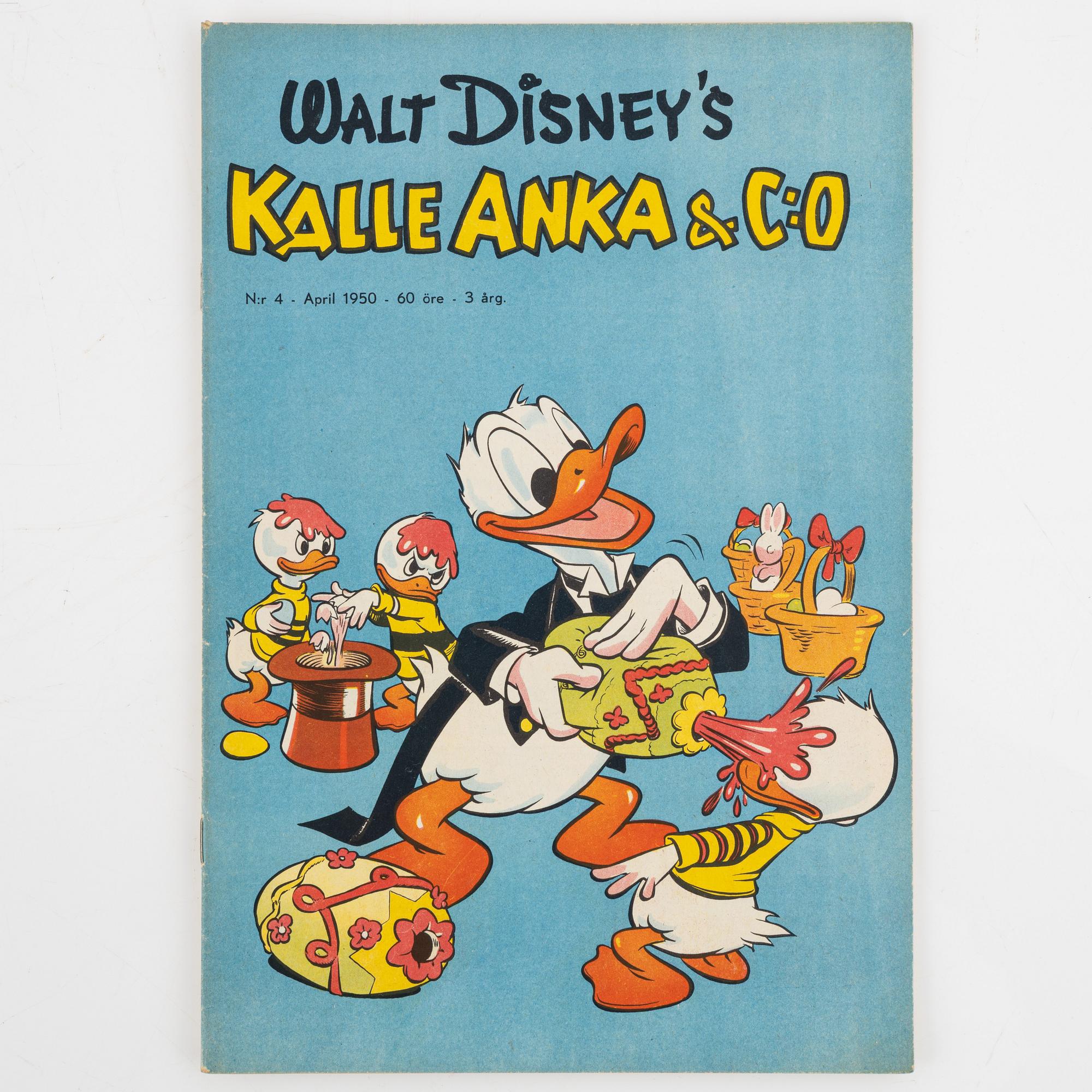 Serietidningar, "Kalle Anka & Co", 14 st, komplett årgång 1950.
