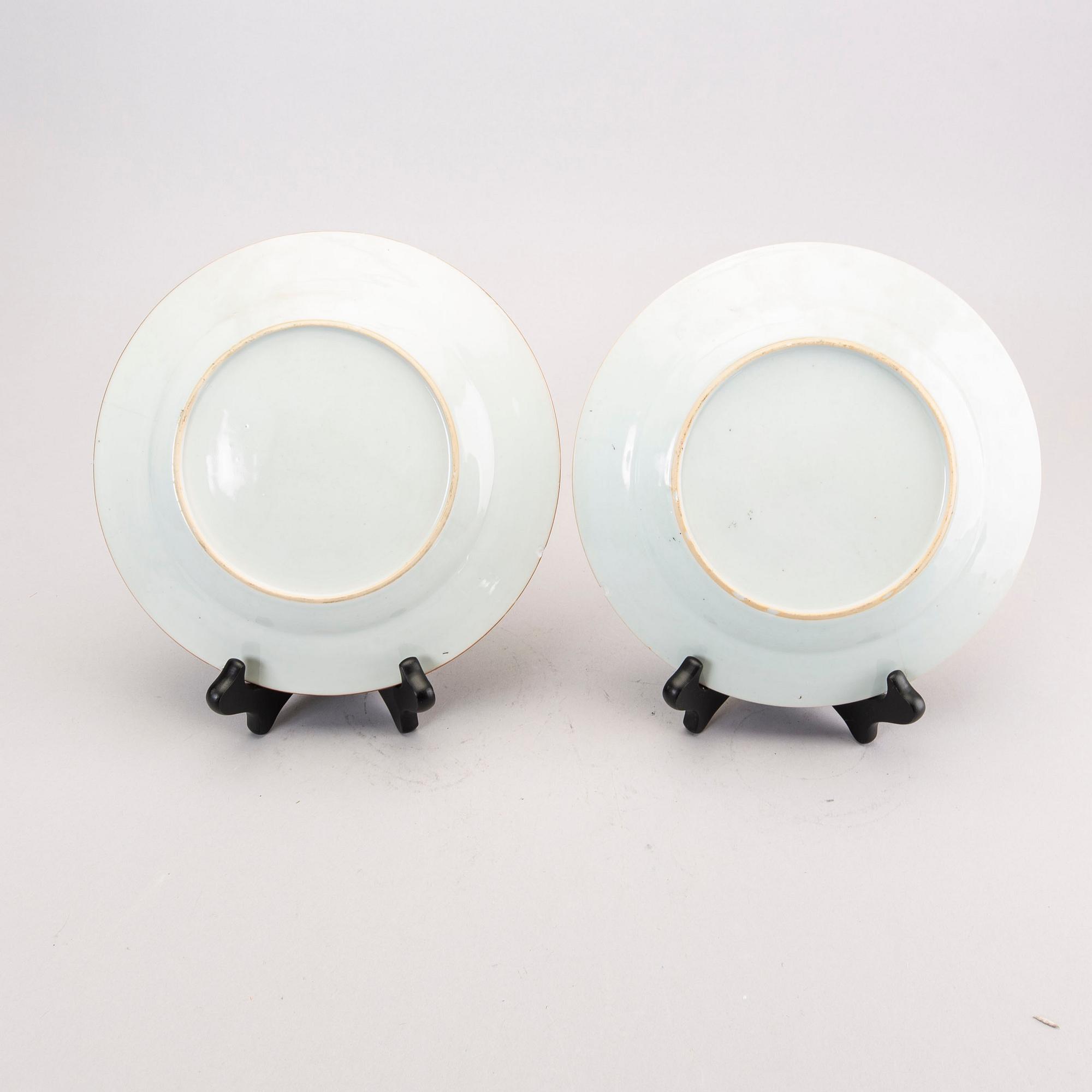 A set of four different Qing Dynsaty porcelain plates.