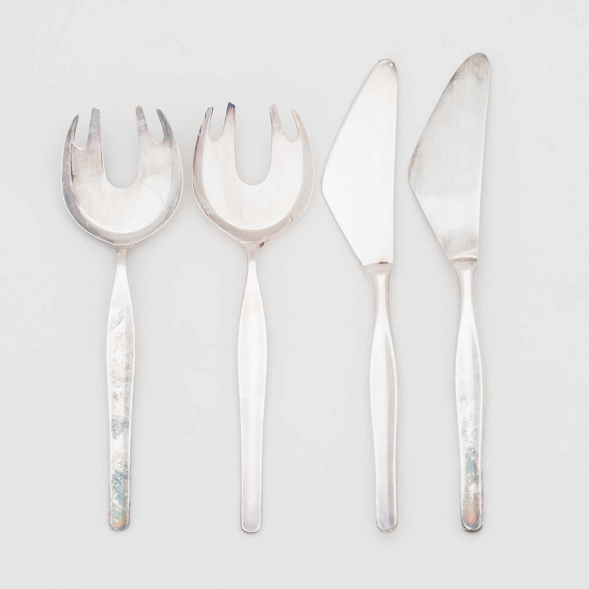 Tapio Wirkkala, bestickuppsättning, 80 dlr, silver, "Tapio", Kultakeskus, Tavastehus 1961-90.