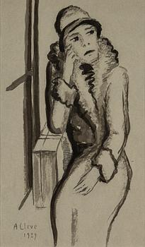 AGNES CLEVE, ink on paper. Signed A Cleve and dated 1929.
