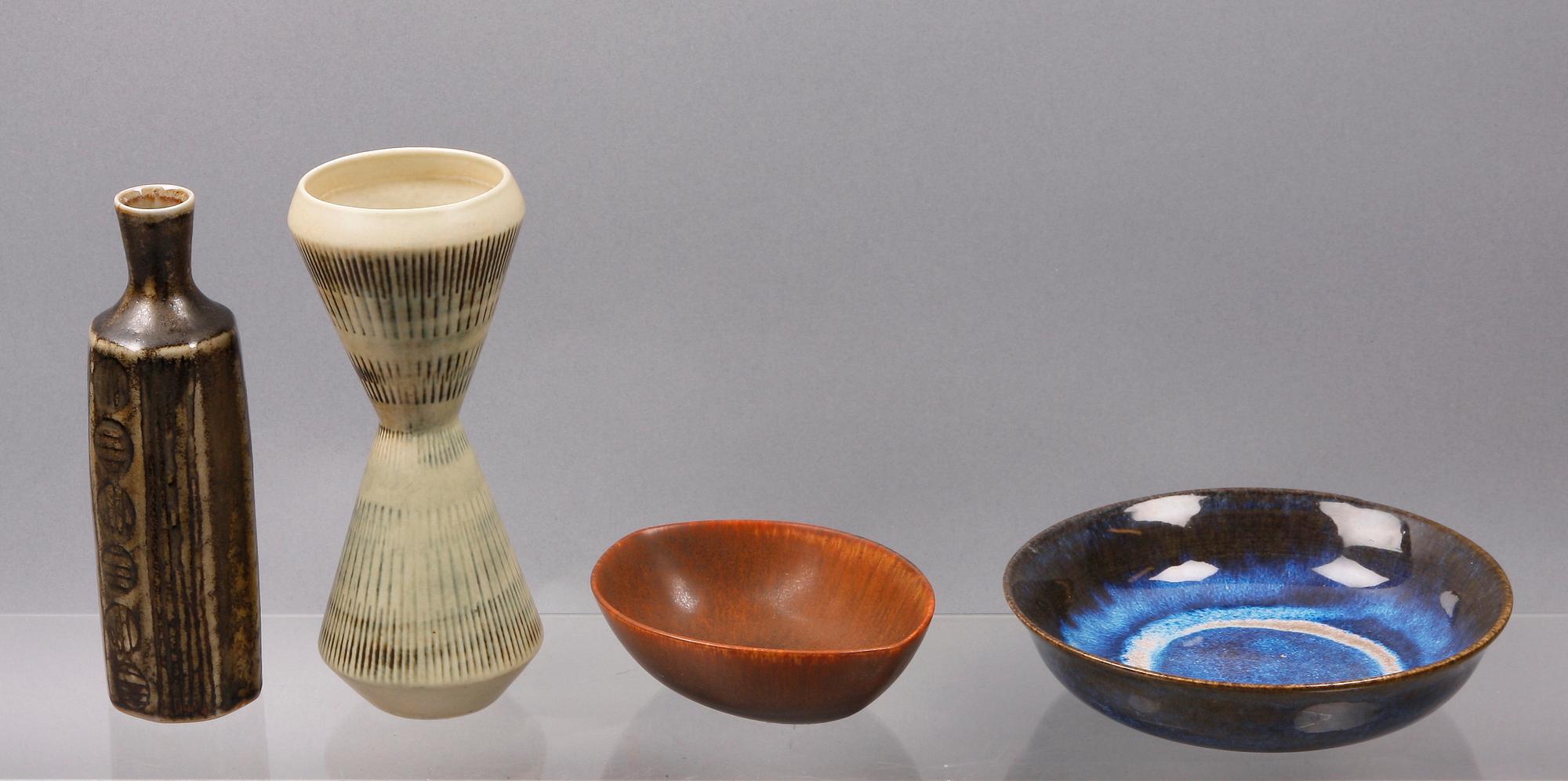 VASER samt SKÅLAR, 4 delar, stengods, Carl-Harry Stålhane, Rörstrand samt Designhuset.