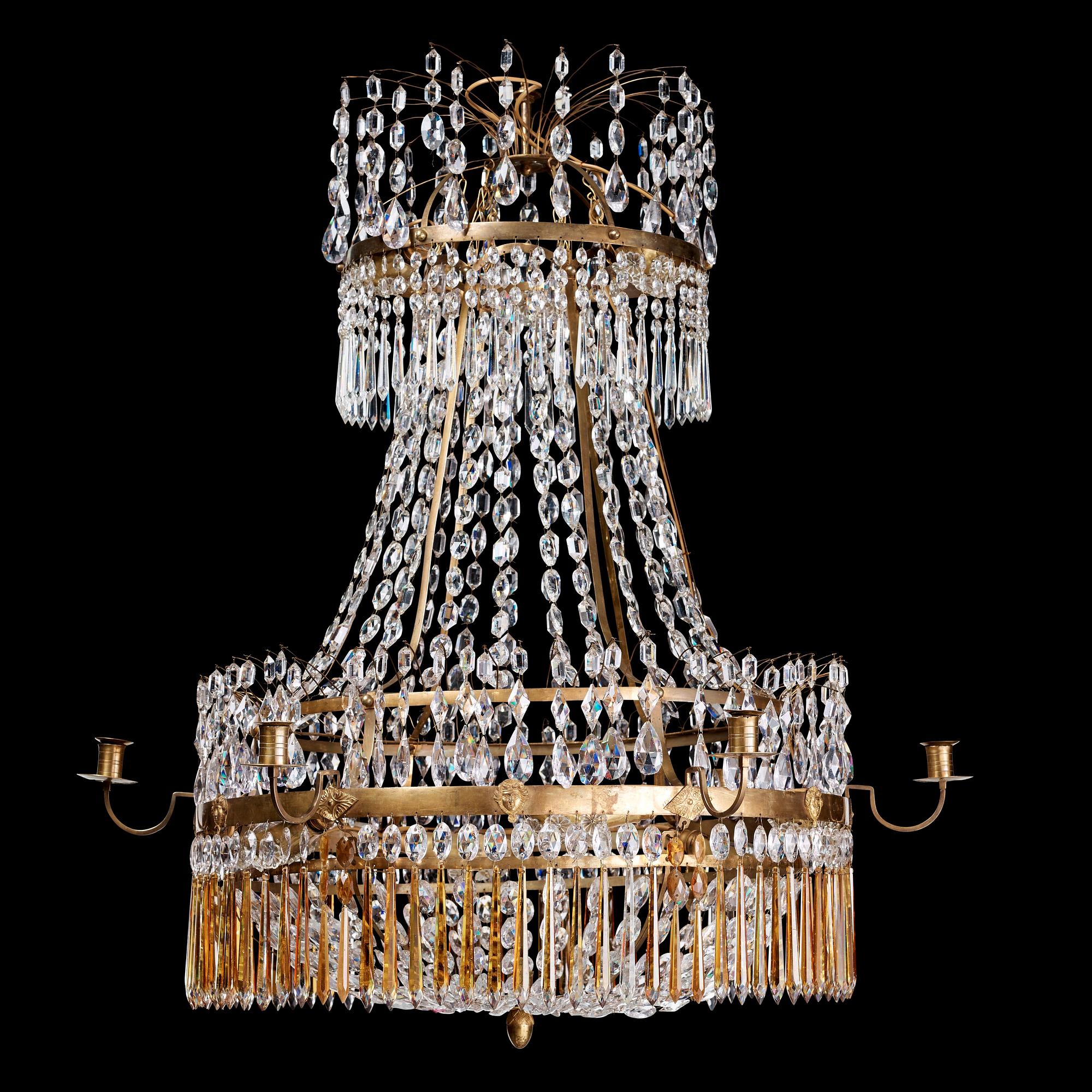 A late Gustavian early 19th century seven-light chandelier.