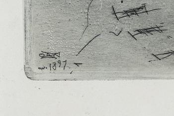 Anders Zorn, etching, 1897, signed in pencil.