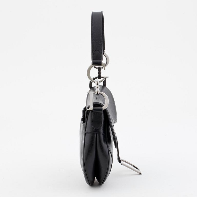CHRISTIAN DIOR, a black leather shoulder bag, "Saddle bag".