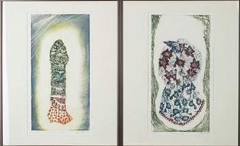 HANNA VARIS, 2 st etsningar, signerade, daterade -87 och numrerade Tpl'a 2/10.