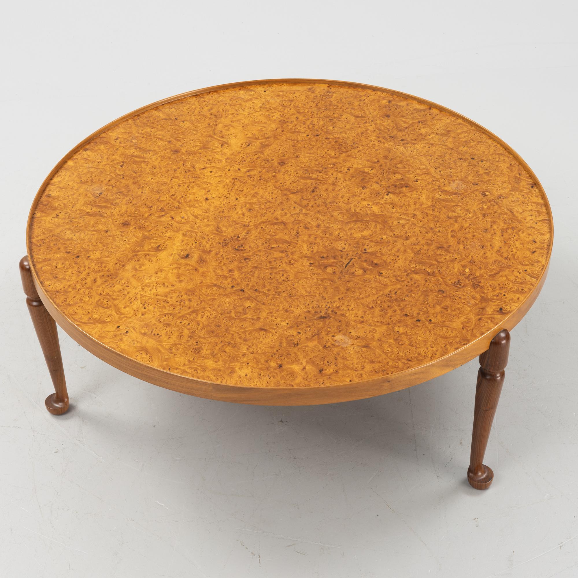 Josef Frank, a model '2139' burr elm veneered coffee table, Svenskt Tenn, after 1985.