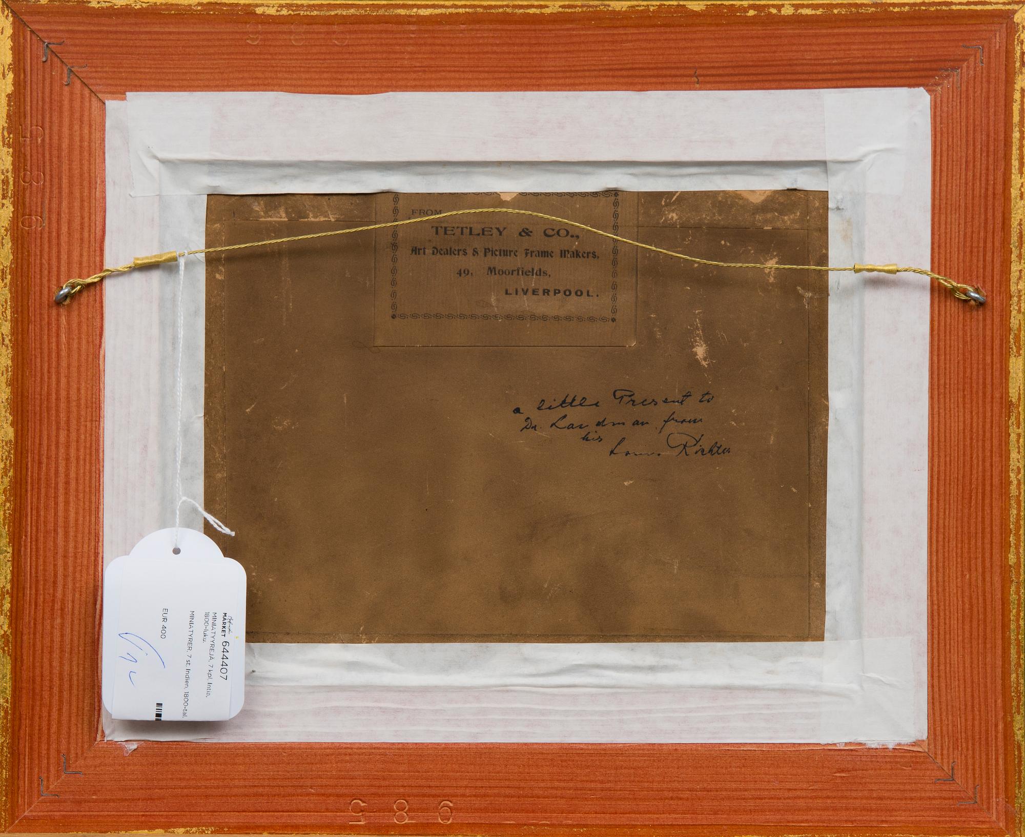 MINIATYRER, 7 st, Indien, 1800-tal.