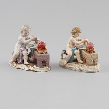 FIGURINER, 2 st, porslin,  Meissen, 1900-tal.