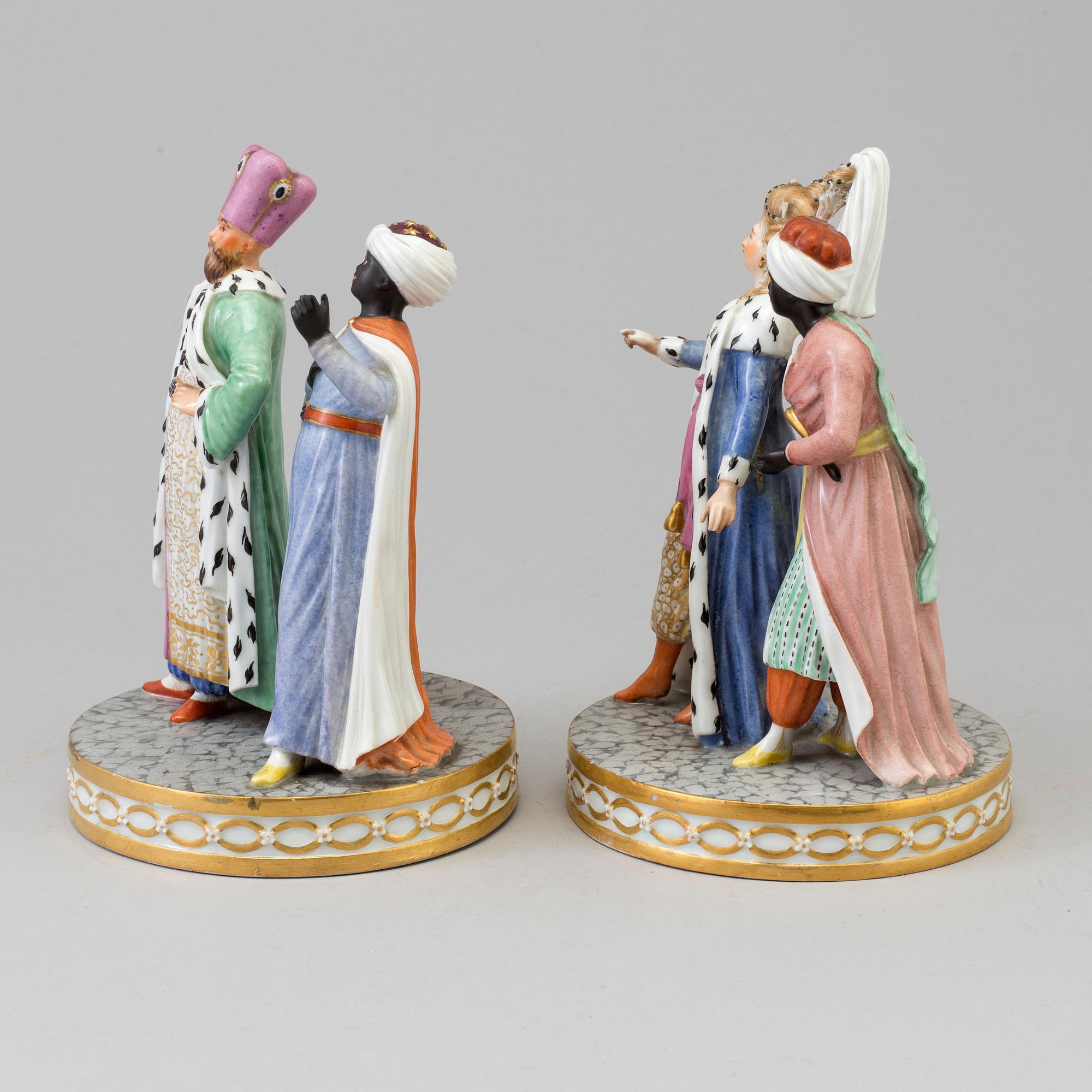 Two porcelain figure groups, presumably Royal Copenhagen, end of 19th century.