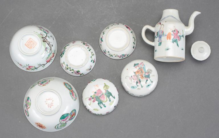 PARTI PORSLIN, 5 delar, Kina, 1800/1900-tal.