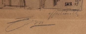 Anders Zorn, etsning, 1889, signerad med dedikation.