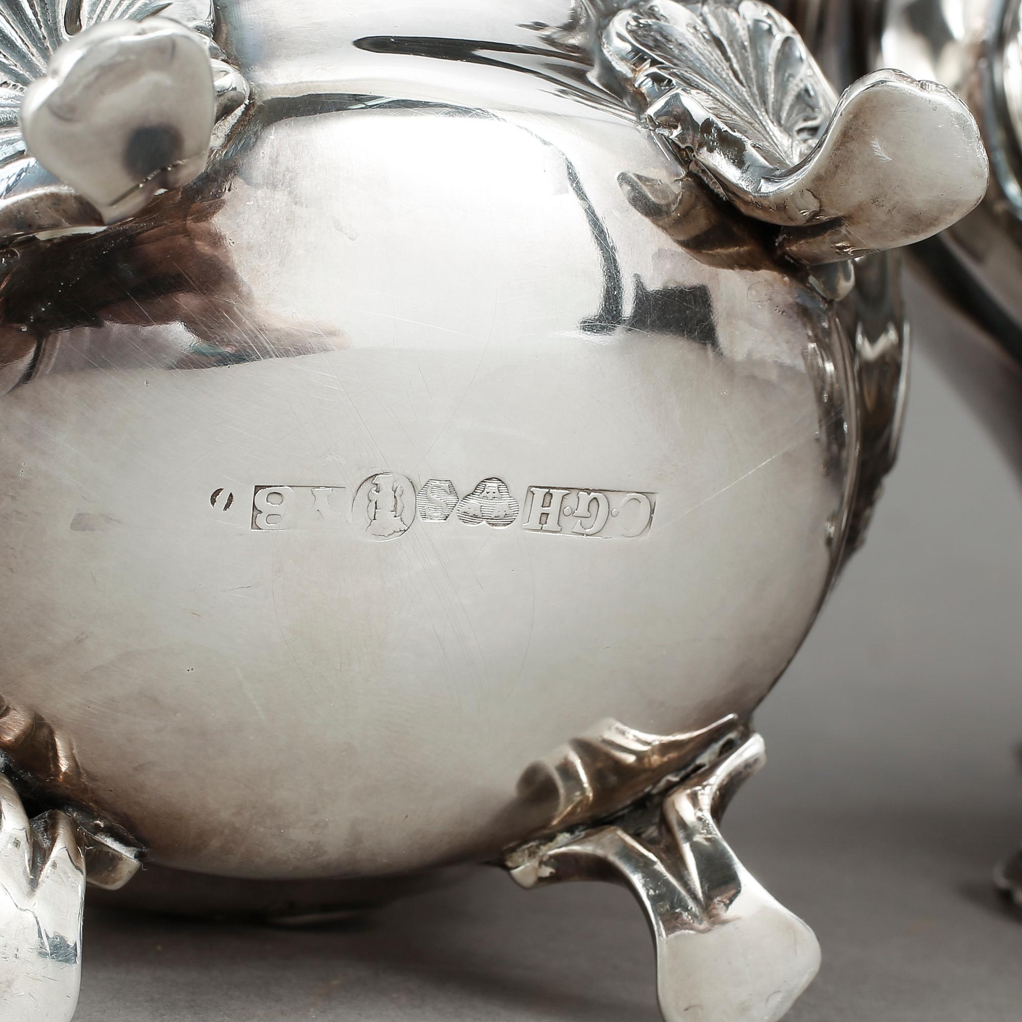 KAFFESERVIS, tre delar, CG Hallberg, Stockholm 1949-50. Vikt ca 1350 gram.