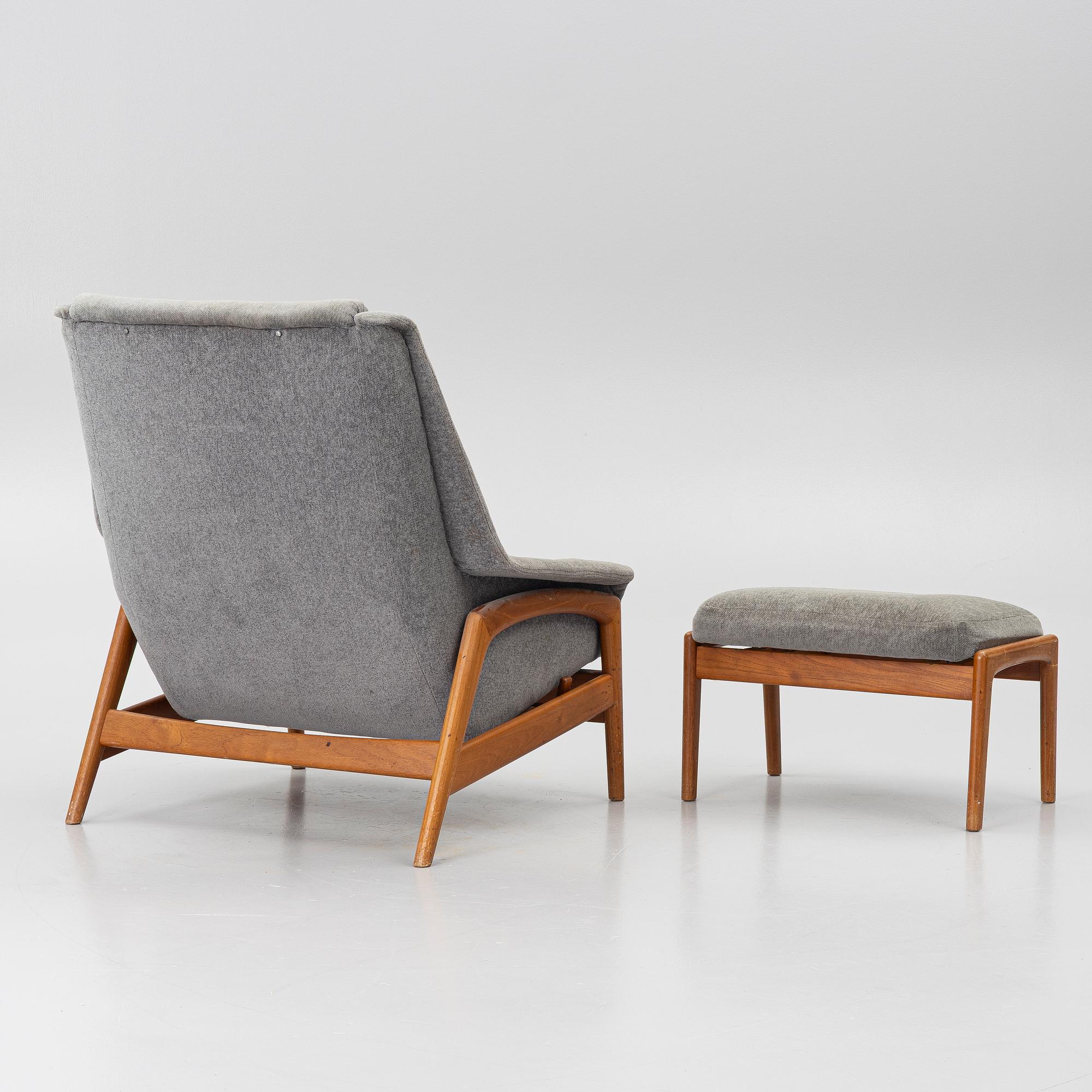 Folke Ohlsson, A 'Profil' lounge chair and foot stool from Dux, 1960's.