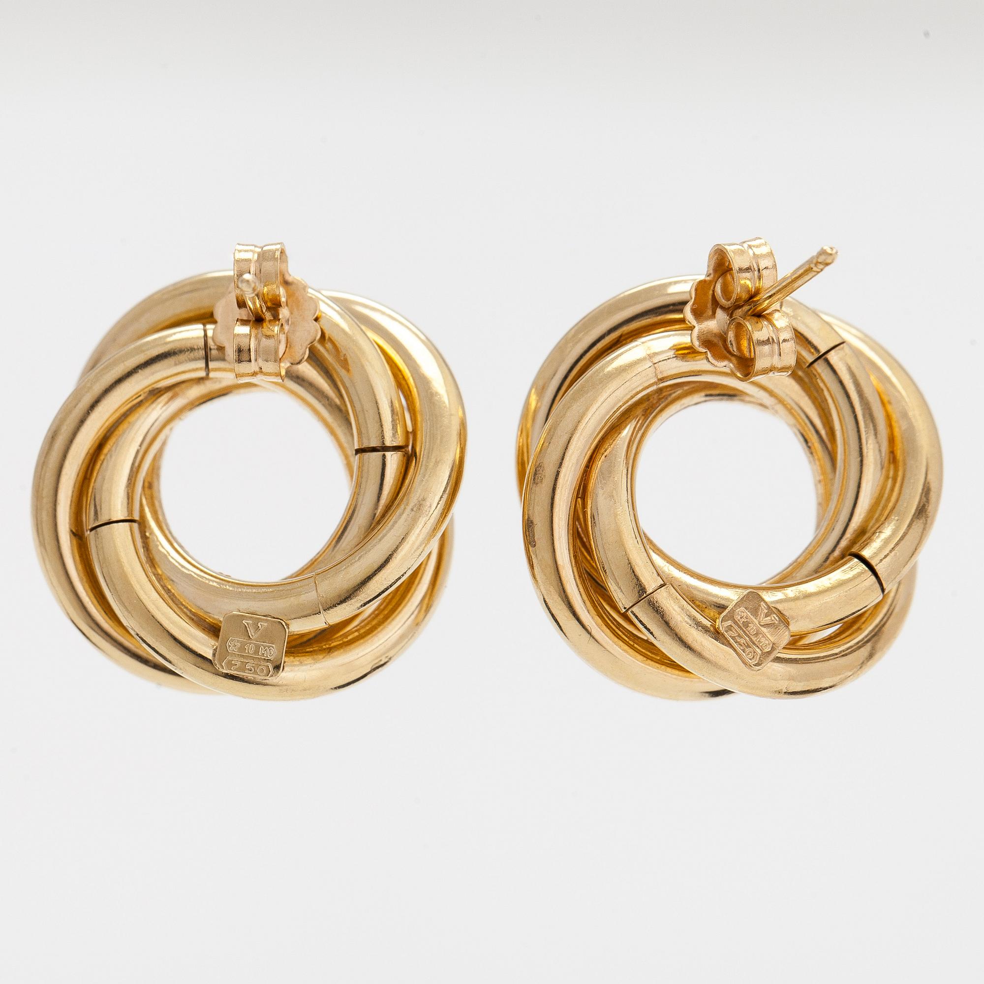 A pair of 18K gold earrings, Italy.