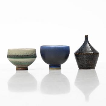 Stig Lindberg, Gunnar Nylund & Berndt Friberg, six stoneware minitures, Gustavsbergs STudio and Rörstrand, Sweden.