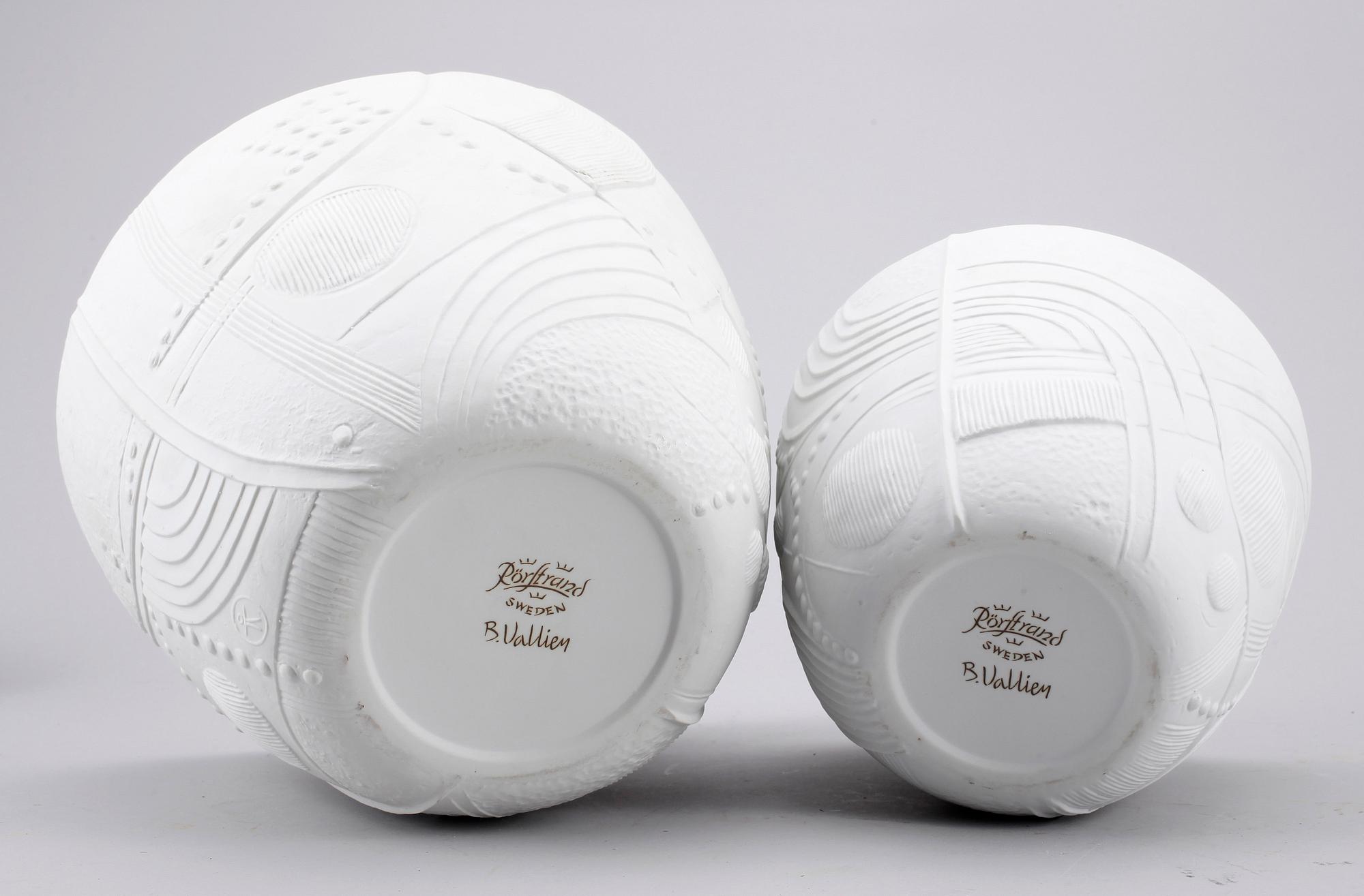 SKÅLAR, 2st, parian, keramik, Bertil Vallien, Rörstrand.