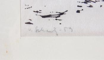 VON SCHANTZ, PHILIP, linoleumsnitt, sign o dat -59.